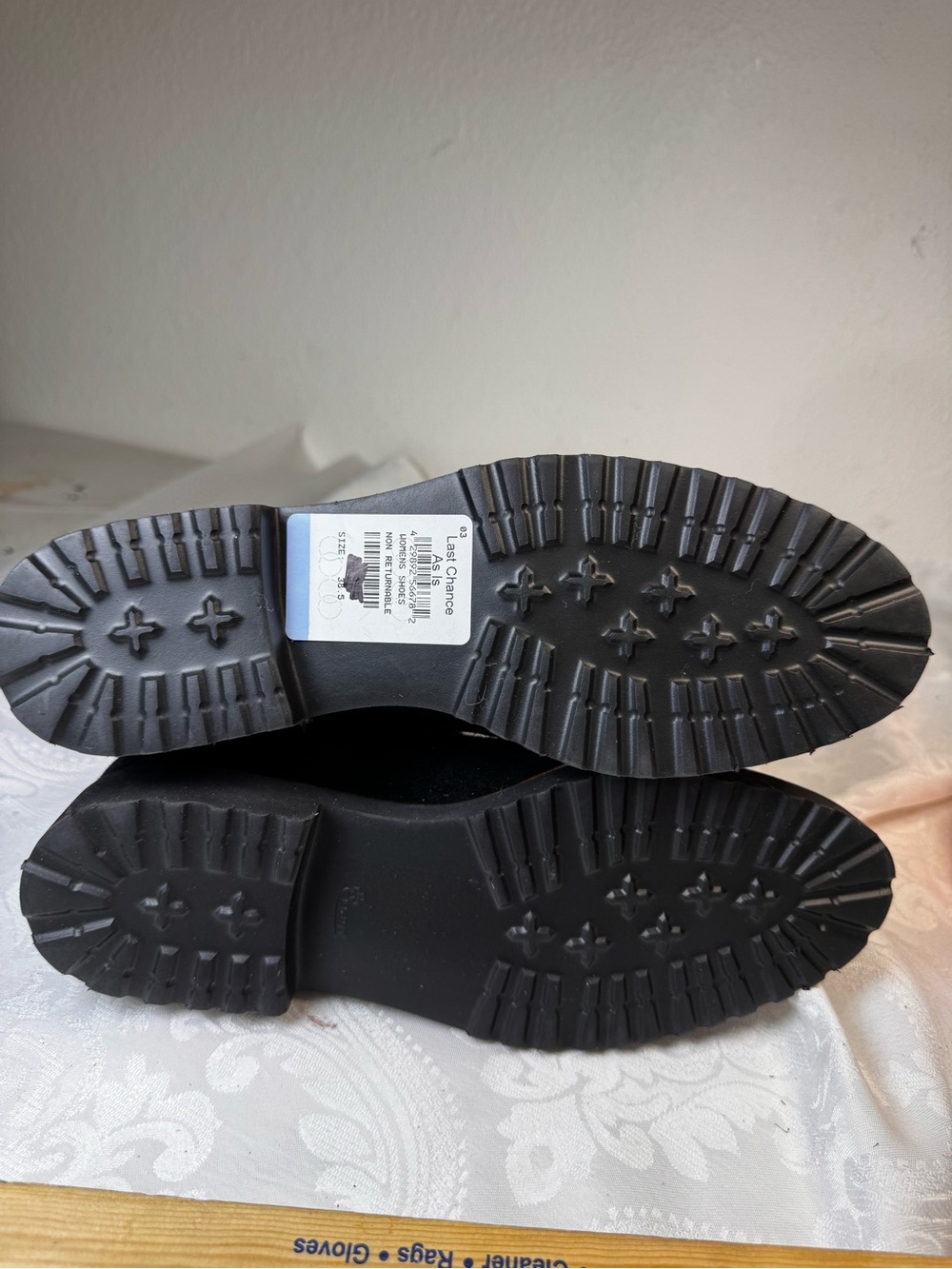 NWT Ron White Black Suede Lace-Up Zip Chunky Lug Sole Platform Boots 38.5/7.5 - Picture 10 of 10